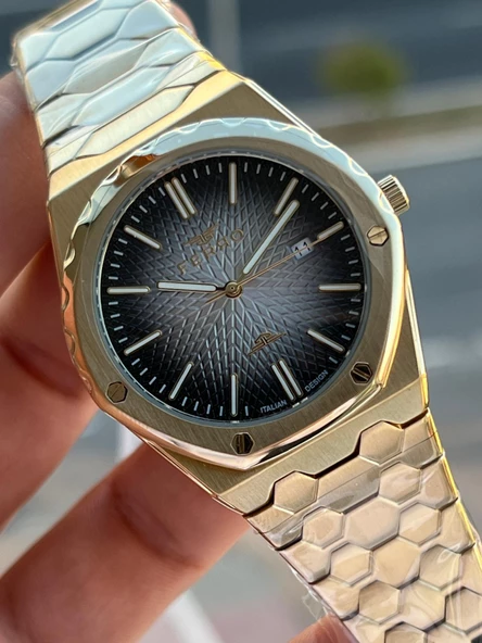 Ferro Çelik Kordon Takvimli Kadran 30 Mt Suya Dayanıklı Erkek Kol Saati EFM40133-B2 - Resim 4