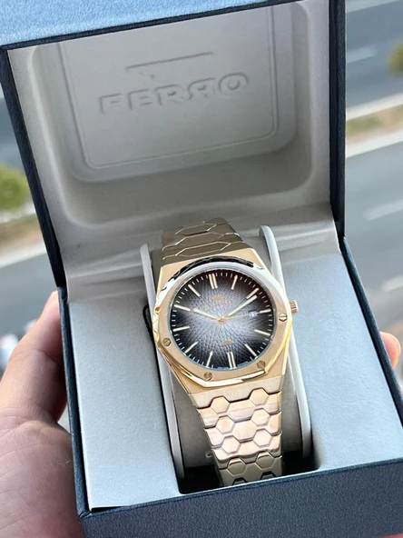 Ferro Çelik Kordon Takvimli Kadran 30 Mt Suya Dayanıklı Erkek Kol Saati EFM40133-B2 ürün görseli