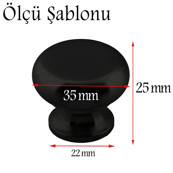 Gama Düğme Metal Kulp Siyah Çekmece Mobilya Mutfak Dolabı Dolap Kulpu Kulbu Kulpları - Resim 2