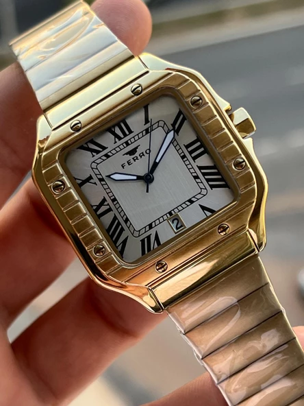 Ferro Çelik Kordon Takvimli Kadran 30 Mt Suya Dayanıklı Erkek Kol Saati EFM11448-B - Resim 3