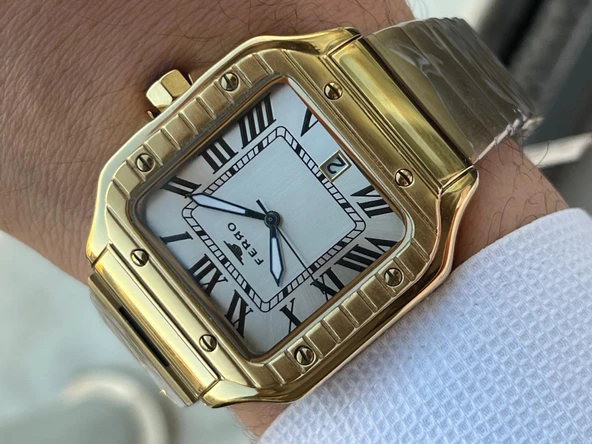 Ferro Çelik Kordon Takvimli Kadran 30 Mt Suya Dayanıklı Erkek Kol Saati EFM11448-B - Resim 4