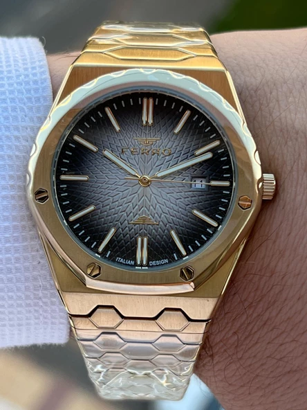 Ferro Çelik Kordon Takvimli Kadran 30 Mt Suya Dayanıklı Erkek Kol Saati EFM40133-B2 - Resim 5