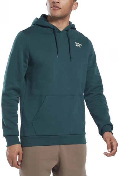 Reebok Erkek Yeşil RI Left Chest Logo Hood Sweatshirt