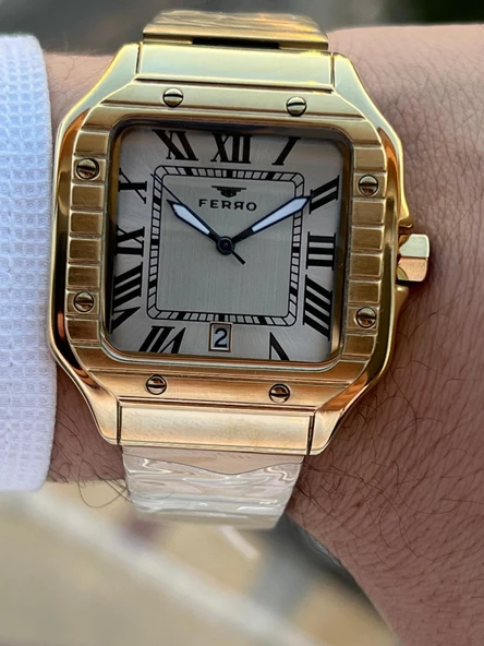 Ferro Çelik Kordon Takvimli Kadran 30 Mt Suya Dayanıklı Erkek Kol Saati EFM11448-B - Resim 2