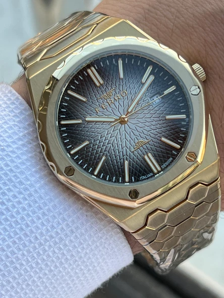 Ferro Çelik Kordon Takvimli Kadran 30 Mt Suya Dayanıklı Erkek Kol Saati EFM40133-B2 - Resim 2