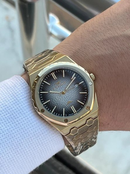 Ferro Çelik Kordon Takvimli Kadran 30 Mt Suya Dayanıklı Erkek Kol Saati EFM40133-B2 - Resim 3