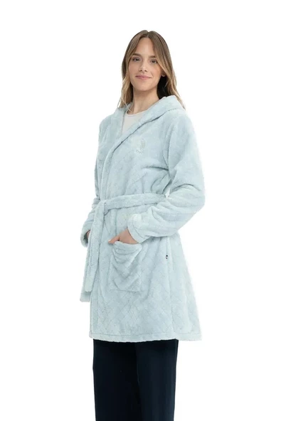 U.s Polo Assn. 17081 Kadın Kapişonlu Welsoft Sabahlık - Resim 5