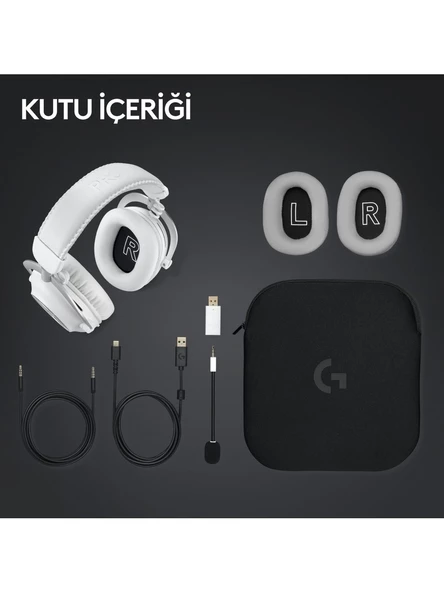 Logitech G PRO X 2 LIGHTSPEED Kablosuz DTS:X Headphone 2.0 - 7.1 Surround Ses Oyun Kulaklığı - Beyaz - 3