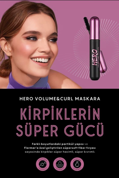 Kıvrım Ve Hacim Veren Maskara (SİYAH) - Hero Volume & Curl Mascara - 000 - 8682536022804 - Resim 7