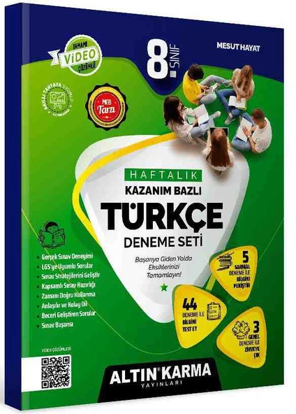 ALTINKARMA 8.Sınıf Türkçe Haftalık Kazanım Bazlı Deneme Seti (Yazar: MESUT HAYAT) ürün görseli