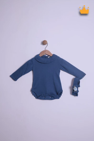 Babyhola Kız Bebek Triko Bandana Badi 2'li Set  Yenidoğan Konsept Çekim Kostümü 9000 ürün görseli 1