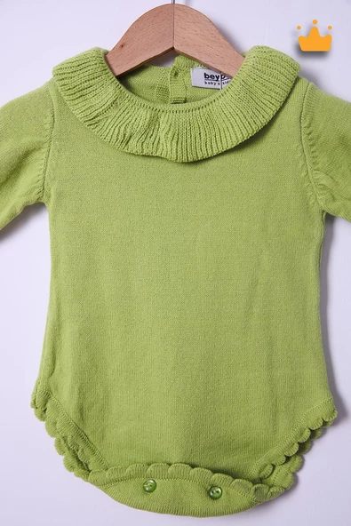 Babyhola Kız Bebek Triko Bandana Badi 2'li Set  Yenidoğan Konsept Çekim Kostümü 9000 - Resim 6