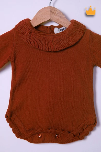 Babyhola Kız Bebek Triko Bandana Badi 2'li Set  Yenidoğan Konsept Çekim Kostümü 9000 - Resim 5