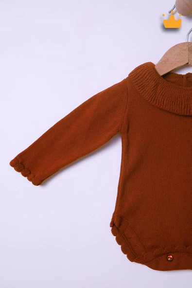 Babyhola Kız Bebek Triko Bandana Badi 2'li Set  Yenidoğan Konsept Çekim Kostümü 9000 - Resim 8