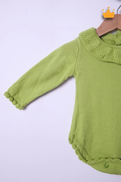 Babyhola Kız Bebek Triko Bandana Badi 2'li Set  Yenidoğan Konsept Çekim Kostümü 9000 - Resim 9