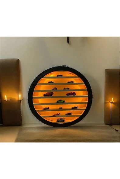 Adaptörlü Bisiklet Tekeri Raf Ledli,araba Rafı,çocuk Odası ,genç Odası Araba Düzenleyici Dekoratif - 2