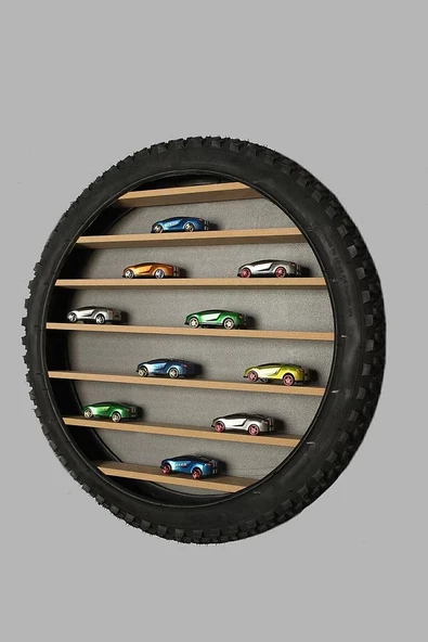 Siyah Ahşap Duvar Rafı Tekerlek Araç Park 4 cm 50 cm Ahşap - 2