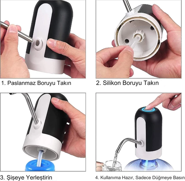 QASUL Şarjlı Damacana Su Pompası Hızlı ve Sessiz Otomatik Damacana Pompası - 6