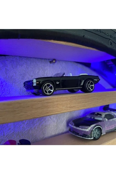 90 CM LED IŞIKLI BİSİKLET LASTİĞİNDEN ARABALAR İÇİN DUVAR RAFI - 3