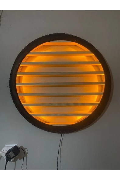 Adaptörlü Bisiklet Tekeri Raf Ledli,araba Rafı,çocuk Odası ,genç Odası Araba Düzenleyici Dekoratif - 4