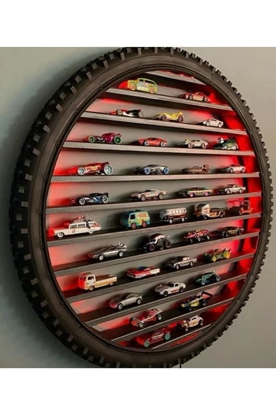 60 CM LED IŞIKLI BİSİKLET LASTİĞİNDEN ARABALAR İÇİN DUVAR RAFI - 11