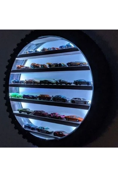 60 CM LED IŞIKLI BİSİKLET LASTİĞİNDEN ARABALAR İÇİN DUVAR RAFI - 7