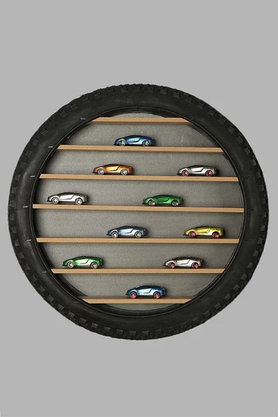 Siyah Ahşap Duvar Rafı Tekerlek Araç Park 4 cm 50 cm Ahşap