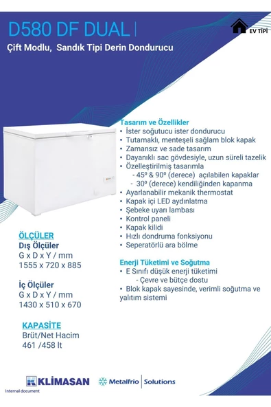 Şenocak D-580 Dual Soğutucu+Dondurucu 500Litre Derin Dondurucu Difriz - 2