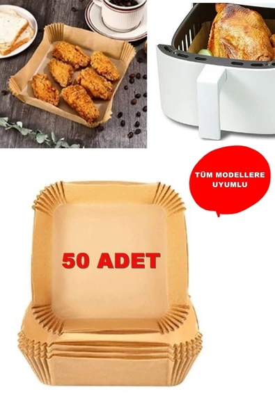 50 Adet Kare Model Airfryer Pişirme Kağıdı Hijyenik Yağlı Kağıt Havalı Fritöz Pişirme Kağıdı