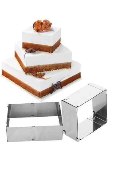 Ayarlanabilir Kare Model Kelepçeli Kek Çemberi Paslanmaz Çelik Kek Pasta Hamur Kalıbı 20/40CM