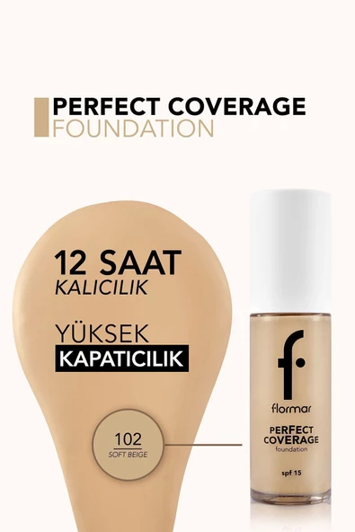 Perfect Coverage Yoğun Kapatıcı Su Bazlı Fondöten (SARI ALT TON) -102 Soft Beige -8682536058162 - Resim 5