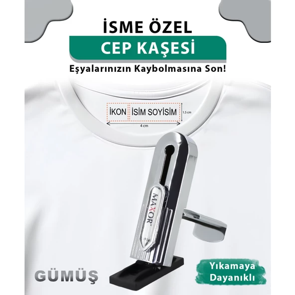 Kişiye Özel Silver Gümüş Rengi Cep Kaşesi, Doktor, Hemşire ,avukat, Öğretmen Ve Firma Kaşe