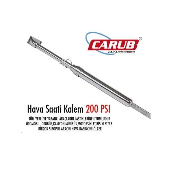 CARUB Lastik Hava Ölçer Metal Büyük 208 Tip 200Psi - 2
