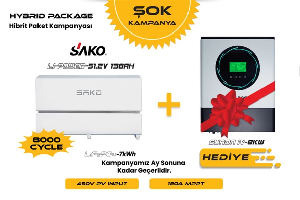 Sako Off-Grid Hibrit Paket 8kW + 7kWh