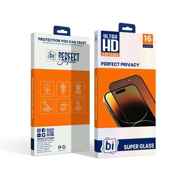 Bİ 2,5D PRIVACY SUPER GLASS IPHONE 16 PRO MAX EKRA