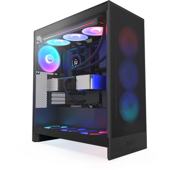 NZXT H7 Flow(2024) CM-H72FB-R1 RGB Black Tempered Glass USB 3.2 ATX Mid Tower Kasa