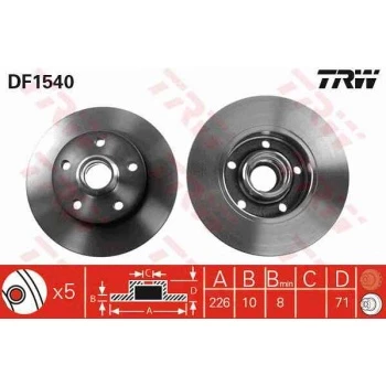 ARKA FREN AYNASI GOLF III 1.9TDI 2.0 GTI 2.8 VR6 91 98 PASSAT 2.0 2.8 2.8 VR6 93-96 - TRW DF1540