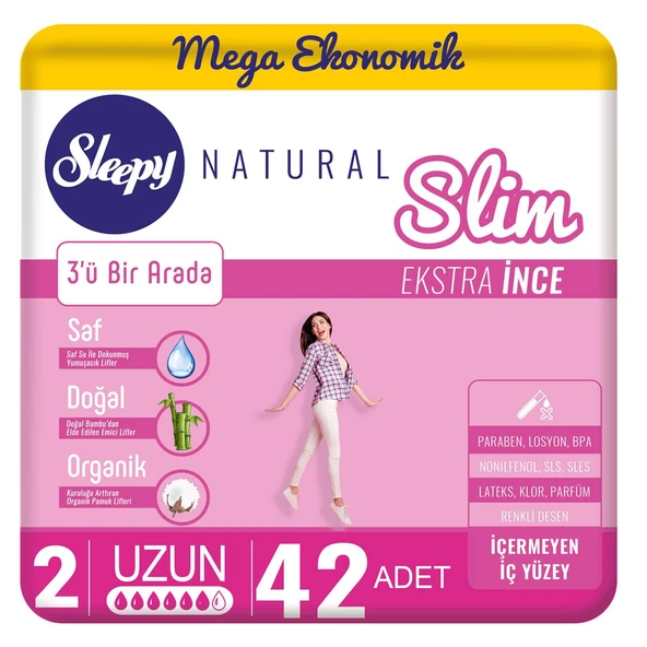 Sleepy Natural Slim Ekstra İnce Uzun (42 Ped)