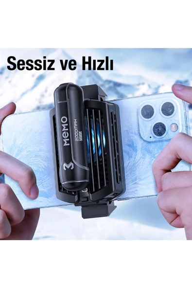 Memo   Memo Dl10 Dijital Gösterge 2000mah Powerbankli Telefon Soğutucu Fan Radyatör Siyah - 6