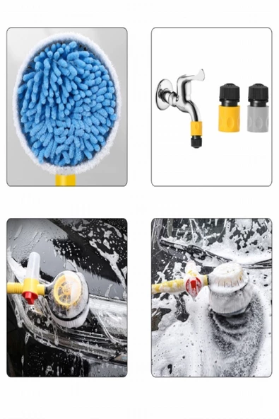 Ally Mobile   Ally Mobile Ally Otomatik Dönen Araç Yıkama Fırçası Mikrofiber Araba Yıkama Paspas Sabunluk Set - 3