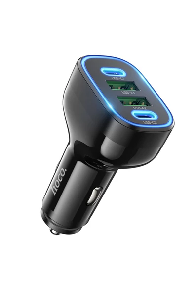 Hoco   Hoco Nz11 Pd72w 4 Portlu Usb Type-c Hızlı Şarj Araç Çakmaklı Şarj Aleti