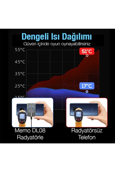 Memo   Memo DL08 Yarı İletken Telefon Soğutma Fanı Radyatör Soğutucu MAVİ - 5
