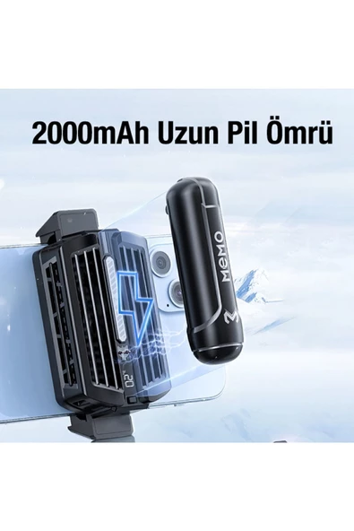 Memo   Memo Dl10 Dijital Gösterge 2000mah Powerbankli Telefon Soğutucu Fan Radyatör Siyah - 5