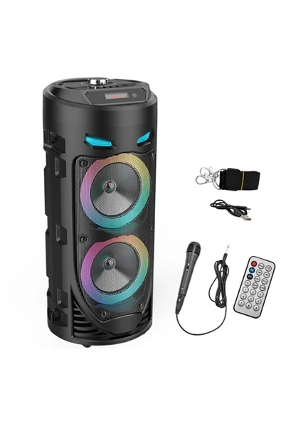 Ally Mobile   Ally Mobile Ally Zqs4239 Mikrofonlu Taşınabilir Dev Speaker Led Işıklı Bluetooth Hoparlör - 4inc×2/8w×2