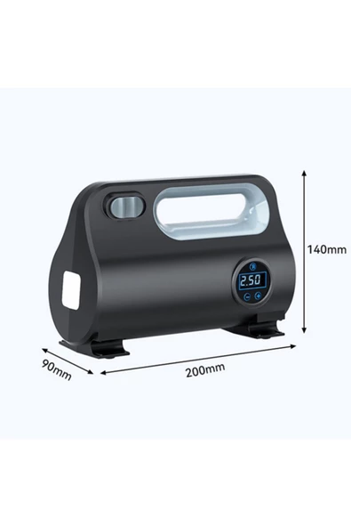 Ally   Ally ST-5523 LED Işıklı Taşınabilir Hava Pompası Kompresör Araç Lastik Şişirme Makinesi SİYAH - 7