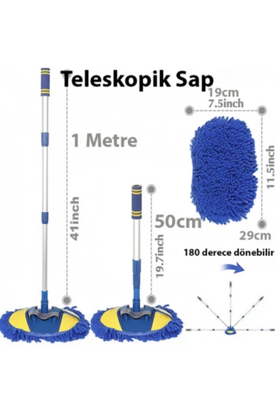 mefa ös   mefa ös Mikrofiber Dönebilen Püsküllü Araba Yıkama Ve Temizleme Fırçası - 5