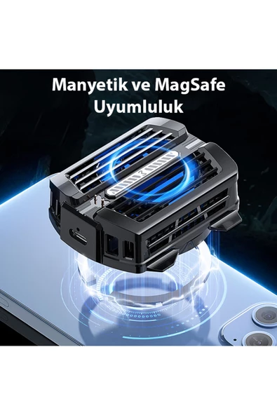 Memo   Memo CX12 Powerbank Girişli Manyetik Cep Telefon Soğutma Fanı Radyatör Soğutucu SİYAH - 4