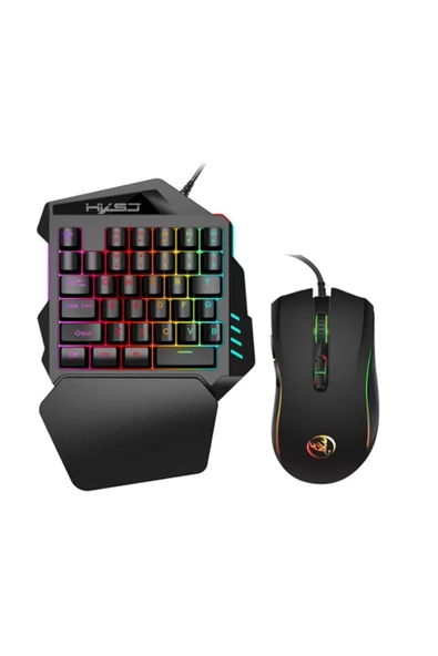 HXSJ   HXSJ V100+ A869 Gaming 7200 Dpı 7 Rgb Işıklı Oyuncu Klavye Oyuncu Mouse Siyah