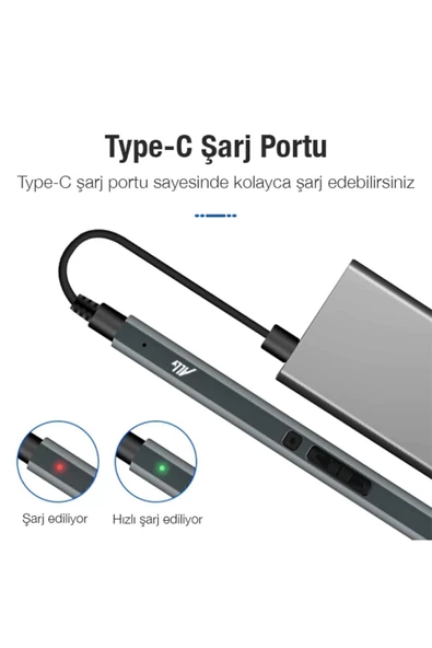 Ally Mobile   Ally Mobile Ally 40 Elektrikli Kalem Tornavida Seti Mini Şarjlı Tornavida-füme - 3