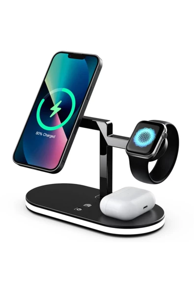 Ally Mobile   Ally Mobile Ally 5in1 Led Işıklı Wireless Kablosuz Şarj Standı - Iphone+iwatch+airpods